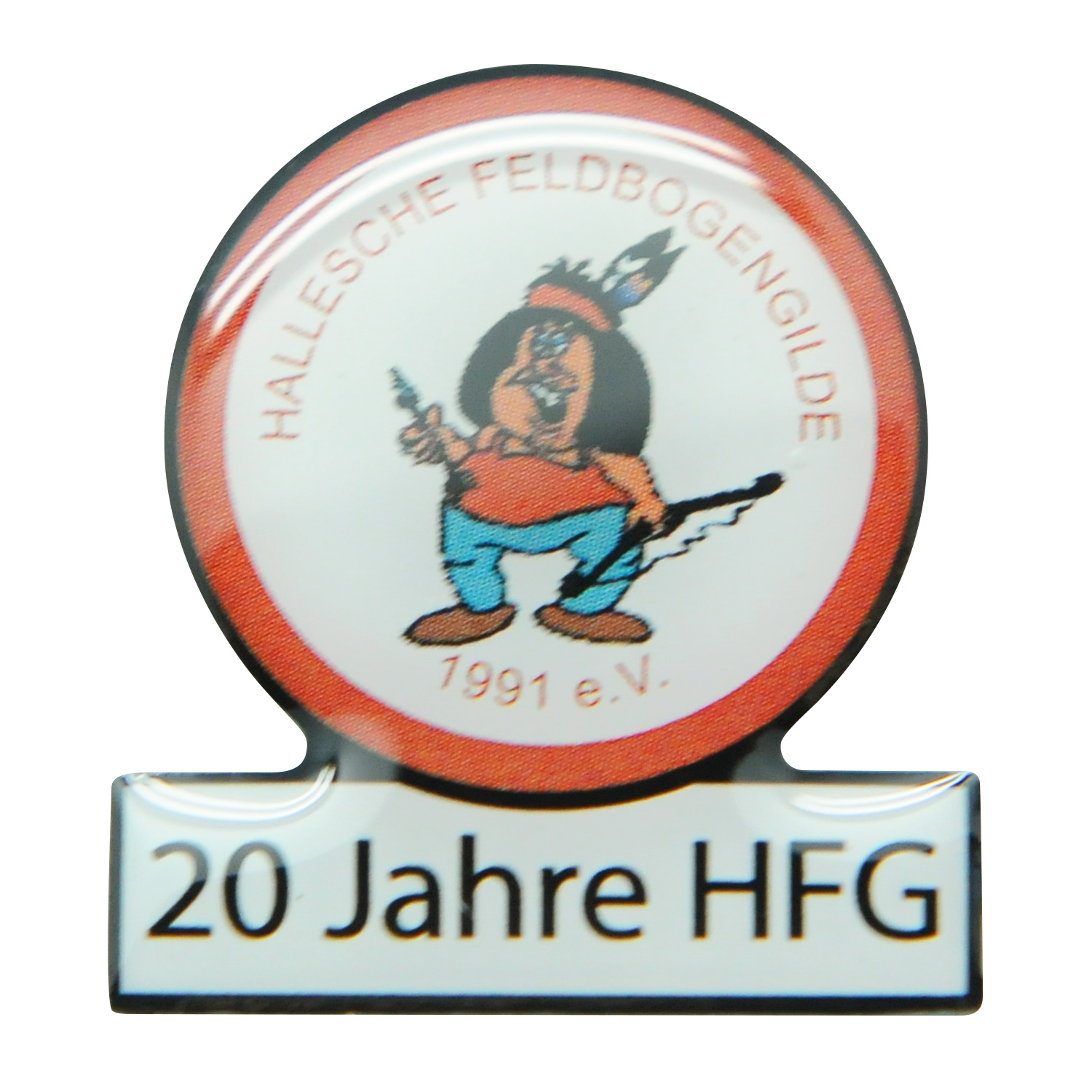 Pin Jubiläum gedruckt